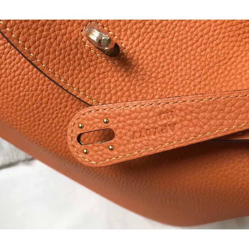Hermes Lindy 30cm Bag In Orange Clemence Leather