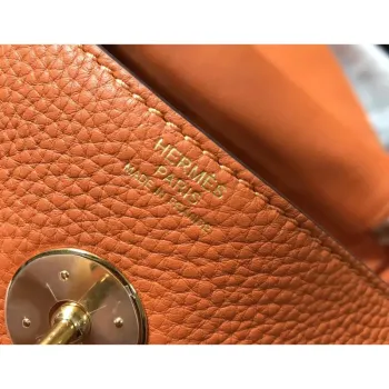Hermes Lindy 30cm Bag In Orange Clemence Leather