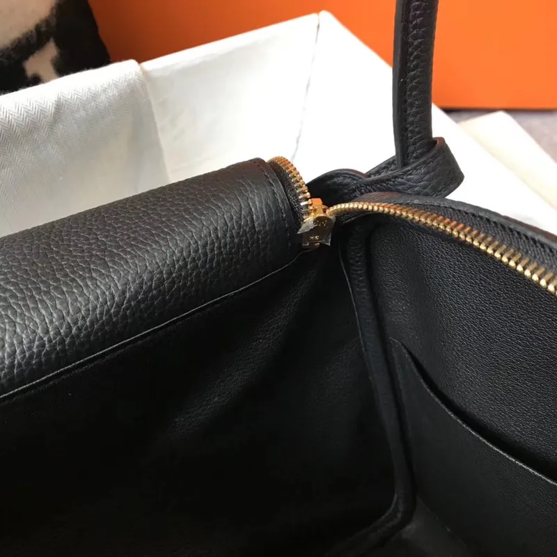 Hermes Lindy 30cm Bag In Black Clemence Leather