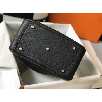 Hermes Lindy 30cm Bag In Black Clemence Leather