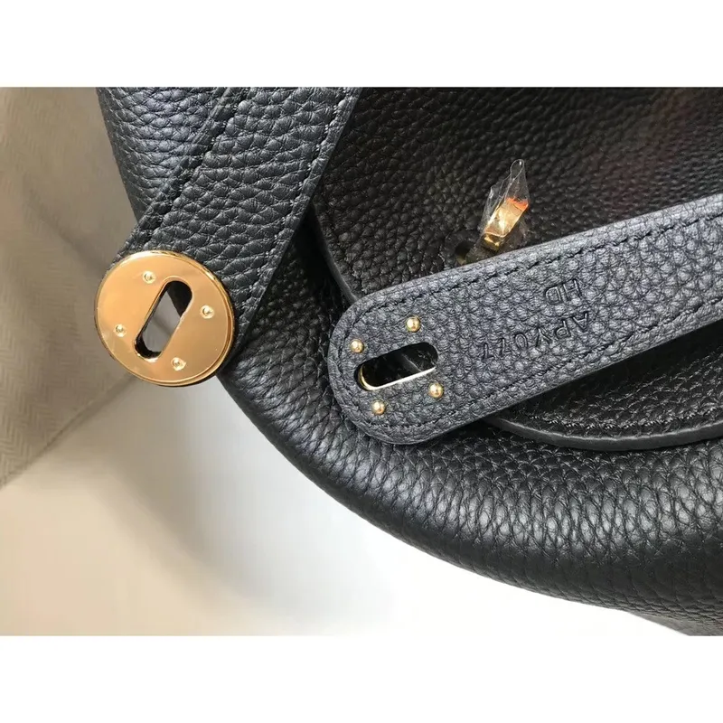 Hermes Lindy 30cm Bag In Black Clemence Leather