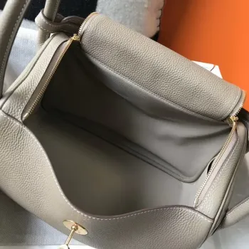 Hermes Lindy 30cm Bag In Grey Clemence Leather