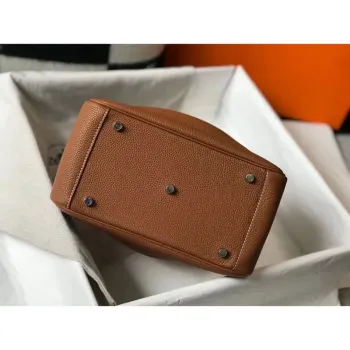Hermes Lindy 30cm Bag In Brown Clemence Leather