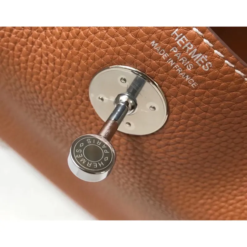 Hermes Lindy 30cm Bag In Brown Clemence Leather