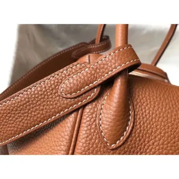 Hermes Lindy 30cm Bag In Brown Clemence Leather