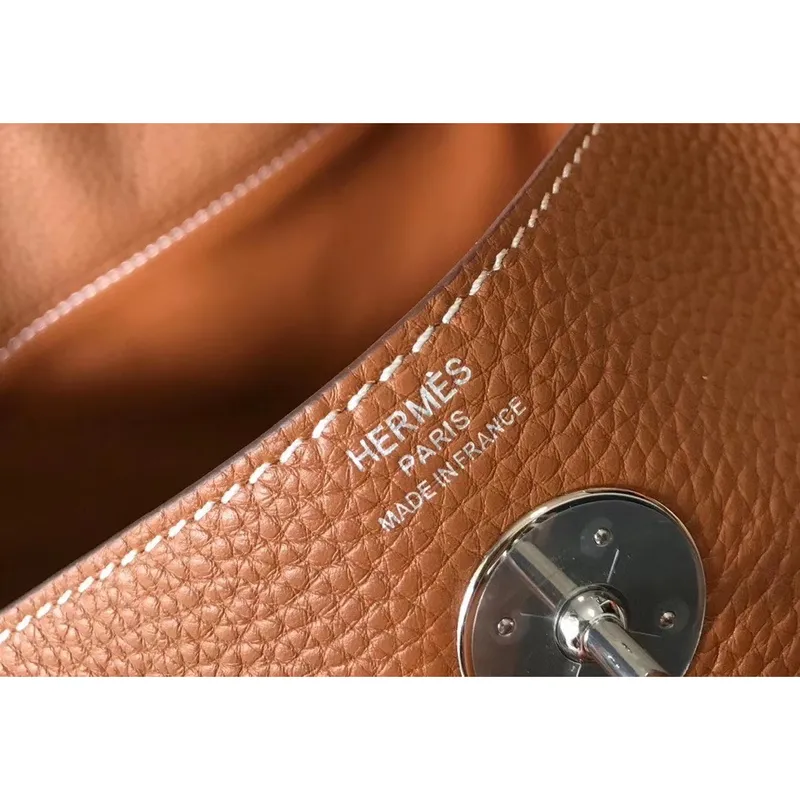 Hermes Lindy 30cm Bag In Brown Clemence Leather