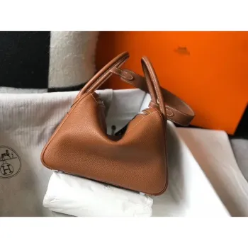 Hermes Lindy 30cm Bag In Brown Clemence Leather