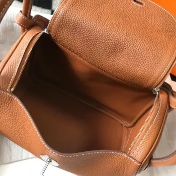 Hermes Lindy 30cm Bag In Brown Clemence Leather