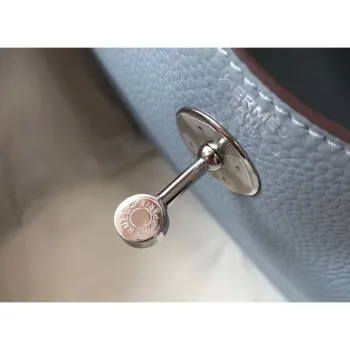 Hermes Lindy 30cm Bag In Blue Lin Clemence Leather