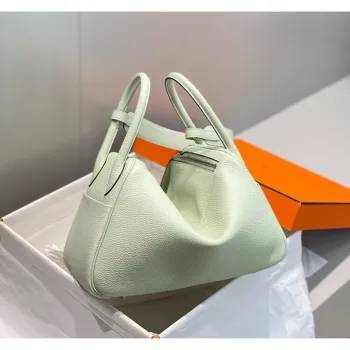 Hermes Lindy 30cm Bag In Vert Fizz Clemence Leather PHW