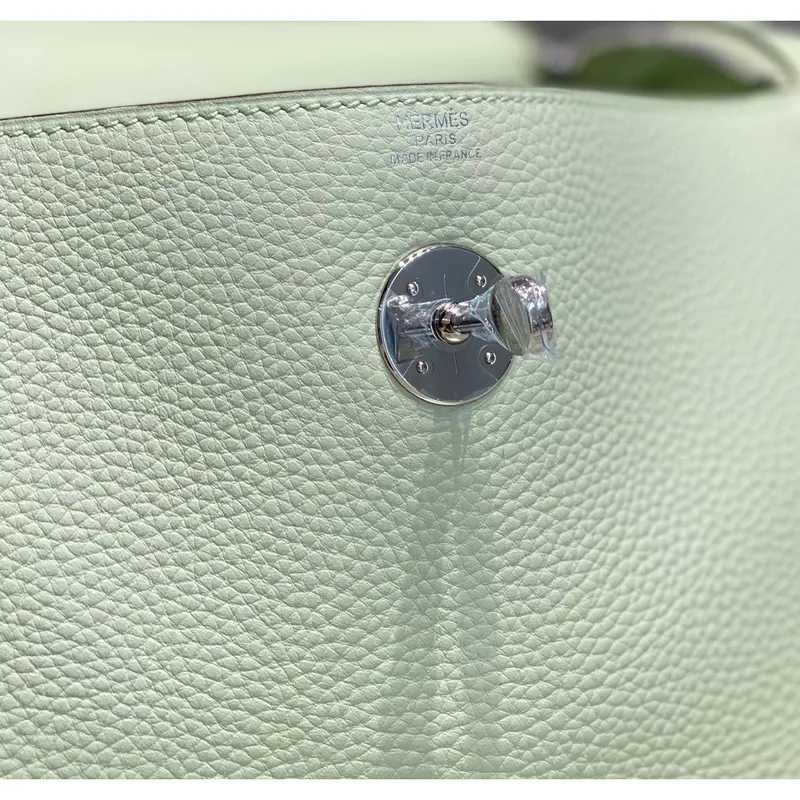 Hermes Lindy 30cm Bag In Vert Fizz Clemence Leather PHW