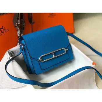 Hermes Mini Sac Roulis 18cm Bag In Blue Hydra Evercolor Calfskin