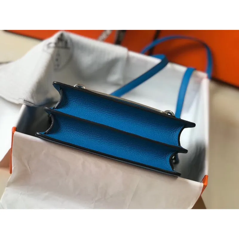 Hermes Mini Sac Roulis 18cm Bag In Blue Hydra Evercolor Calfskin