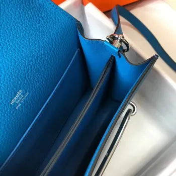 Hermes Mini Sac Roulis 18cm Bag In Blue Hydra Evercolor Calfskin