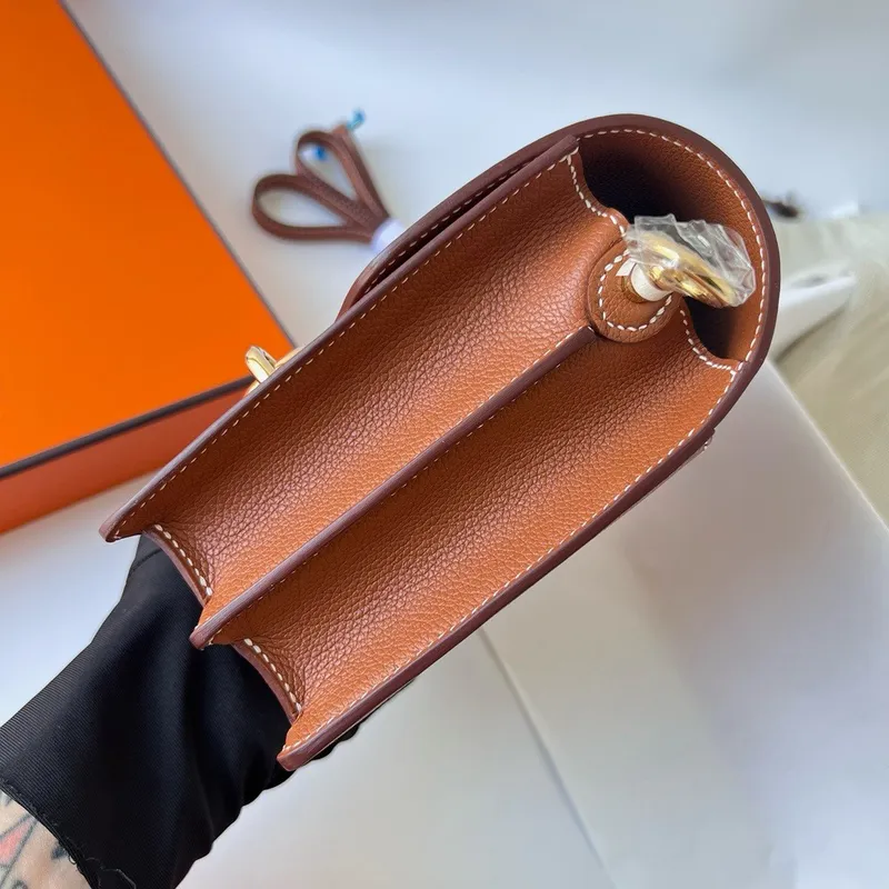 Hermes Roulis Mini 18 Bag in Gold Evercolor Calfskin