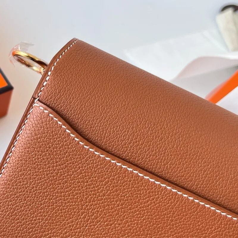 Hermes Roulis Mini 18 Bag in Gold Evercolor Calfskin