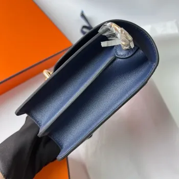 Hermes Roulis Mini 18 Bag in Blue Saphir Swift Calfskin