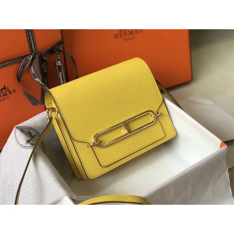 Hermes Mini Sac Roulis 18cm Bag In Yellow Evercolor Calfskin