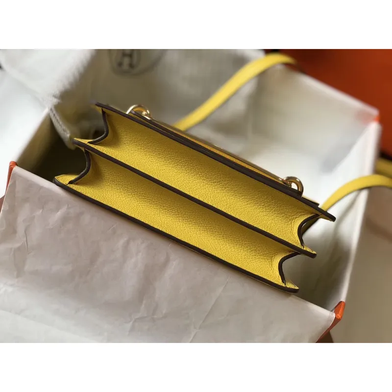 Hermes Mini Sac Roulis 18cm Bag In Yellow Evercolor Calfskin