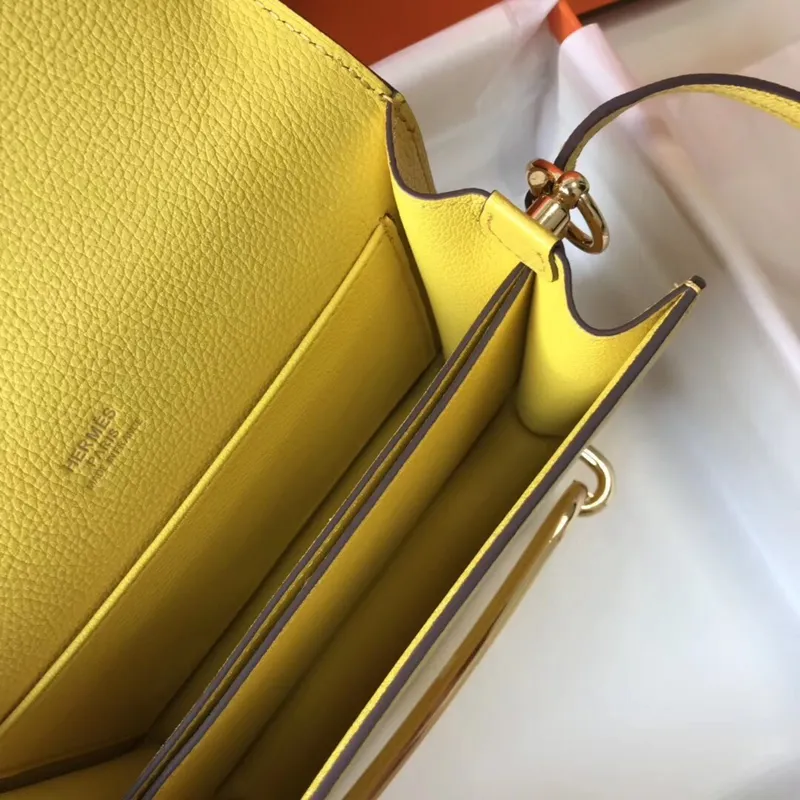 Hermes Mini Sac Roulis 18cm Bag In Yellow Evercolor Calfskin