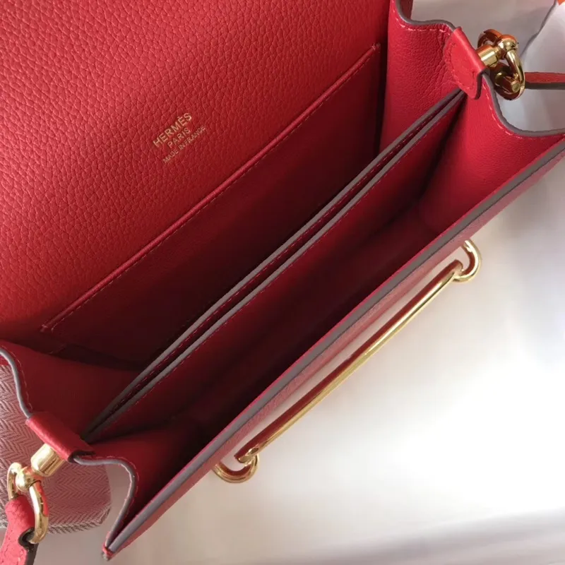 Hermes Mini Sac Roulis 18cm Bag In Red Evercolor Calfskin
