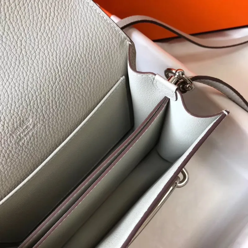 Hermes Mini Sac Roulis 18cm Bag In Pearl Grey Evercolor Calfskin