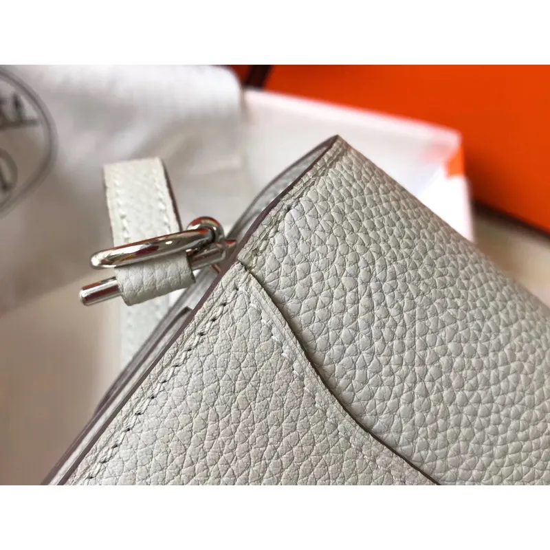 Hermes Mini Sac Roulis 18cm Bag In Pearl Grey Evercolor Calfskin