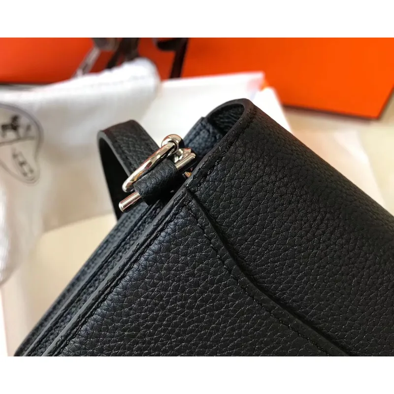 Hermes Mini Sac Roulis 18cm Bag In Black Evercolor Calfskin