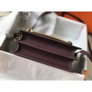 Hermes Mini Sac Roulis 18cm Bag In Burgundy Evercolor Calfskin