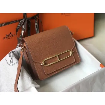 Hermes Mini Sac Roulis 18cm Bag In Brown Evercolor Calfskin