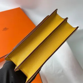 Hermes Roulis Mini 18 Bag in Jaune Ambre Evercolor Calfskin