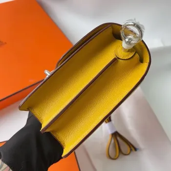 Hermes Roulis Mini 18 Bag in Jaune Ambre Evercolor Calfskin
