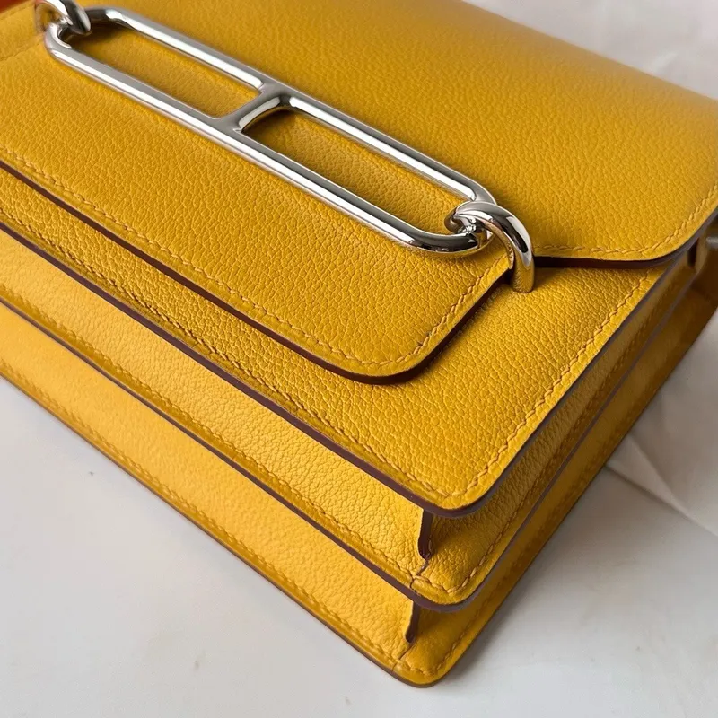 Hermes Roulis Mini 18 Bag in Jaune Ambre Evercolor Calfskin