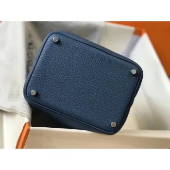 Hermes Picotin Lock 18 Bag In Blue Agate Clemence Leather
