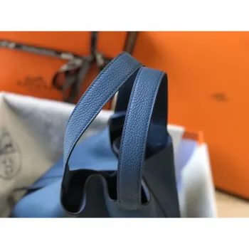 Hermes Picotin Lock 18 Bag In Blue Agate Clemence Leather