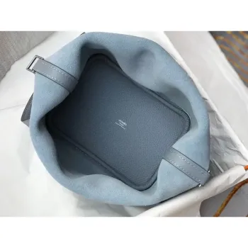 Hermes Picotin Lock 18 Bag In Blue Lin Clemence Leather