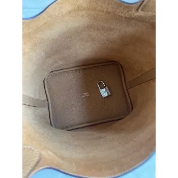 Hermes Picotin Lock 18 Handmade Bag in Biscuit Clemence Leather