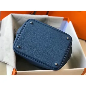 Hermes Picotin Lock 22 Bag In Blue Agate Clemence Leather