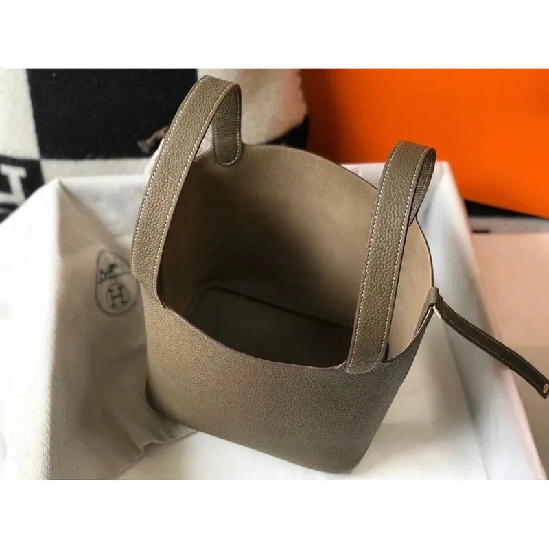 Hermes Picotin Lock 22 Bag In Taupe Clemence Leather