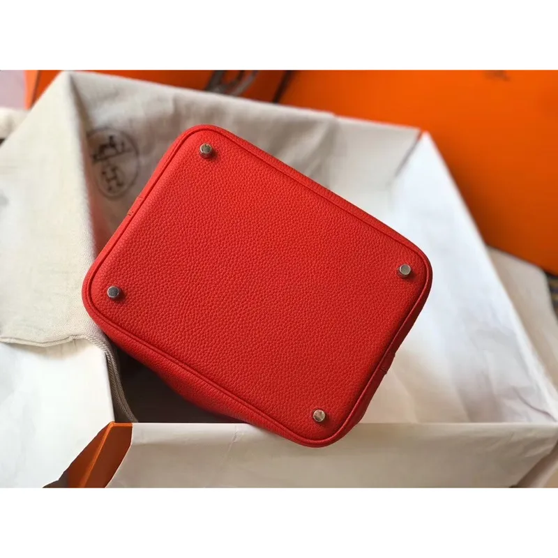 Hermes Picotin Lock 22 Bag In Red Clemence Leather