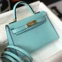 Kelly Mini II Bag In Blue Atoll Crocodile Embossed Leather