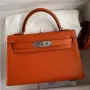 Kelly Mini II Sellier Handmade Bag In Orange Chevre Mysore Leather