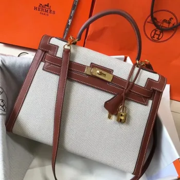 Hermes Kelly 32cm Sellier Bag in Canvas with Barenia Leather — Timeless Craftsmanship and Practical Luxury