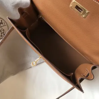 Kelly 28cm Sellier Bag In Brown Epsom Leather