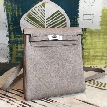 Hermes Gris Asphalt Clemence Kelly Ado PM Backpack — Timeless Craftsmanship Meets Everyday Luxury
