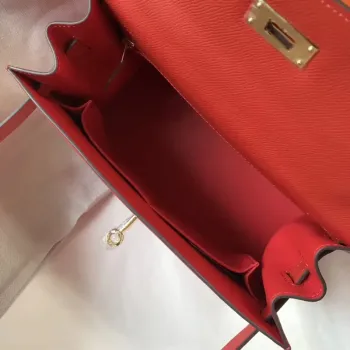 Hermes Red Epsom Kelly 32cm Sellier Bag