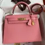 Kelly Sellier 32 Handmade Bag In Rose Confetti Epsom Calfskin