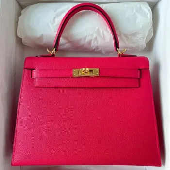 Hermes Kelly Sellier 28 in Rose Extreme Epsom Calfskin — Handcrafted Elegance