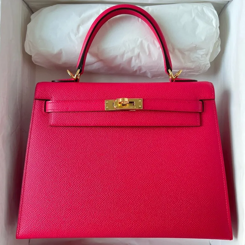 Kelly Sellier 28 Handmade Bag In Rose Extreme Epsom Calfskin
