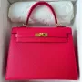 Kelly Sellier 28 Handmade Bag In Rose Extreme Epsom Calfskin